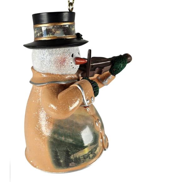 Thomas Kinkade Snowman Ornament Violin 2004 Bradford Editions Xmas Collectible - Picture 6 of 16